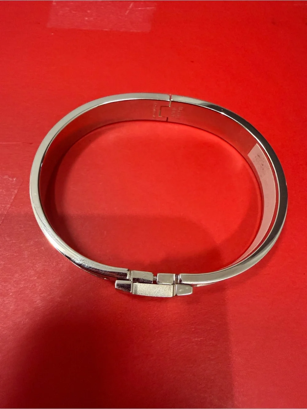 Hermes La Maison Stainless Steel H Cuff with Dark Brown Enamel
